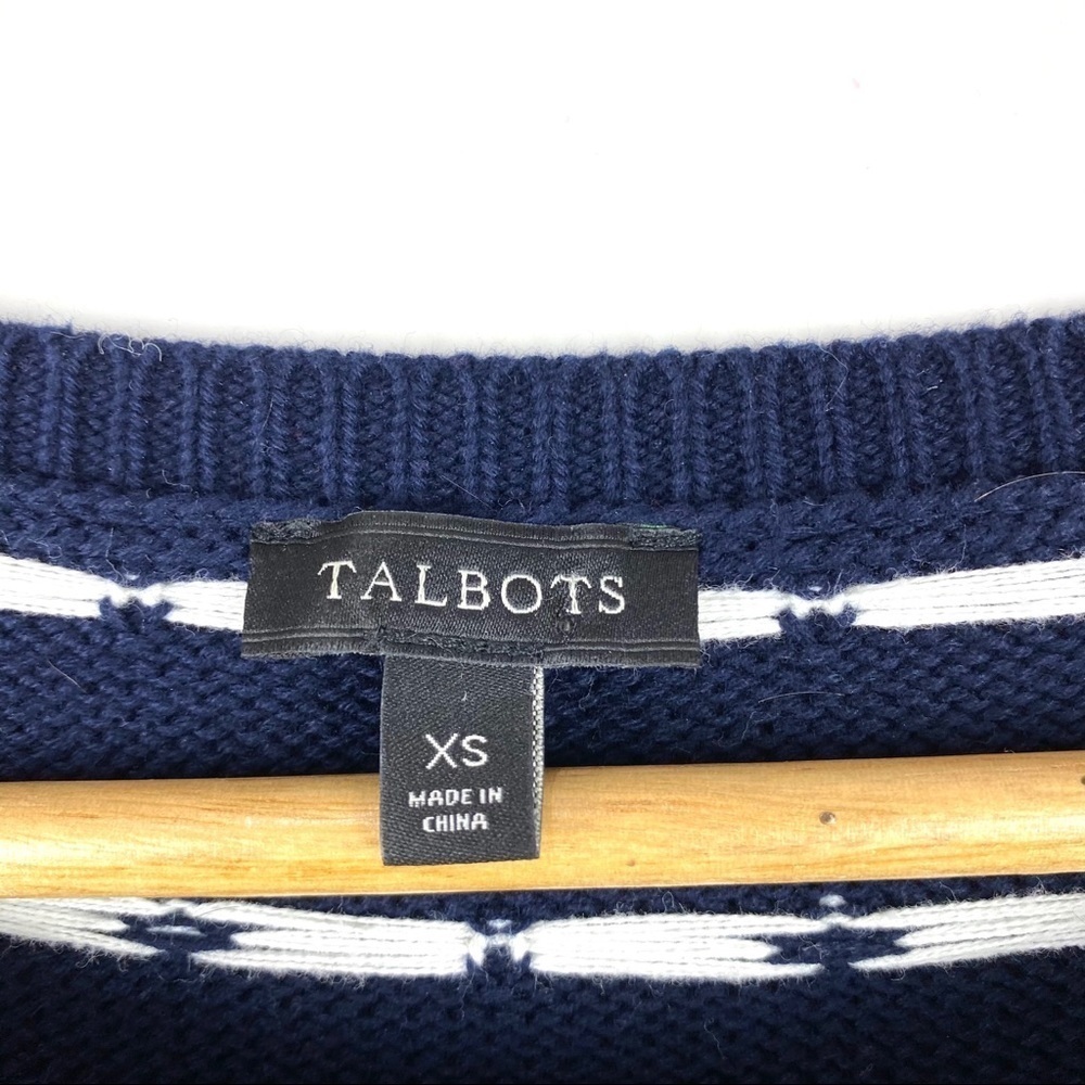 Talbots Knit Nautical Sweater Navy Blue White Size XS Long Sleeves Striped - Picture 5 of 9